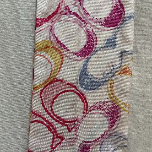Coach Multicolor Signature & Stripe Silk Skinny Scarf / Twilly - Picture 4 of 8